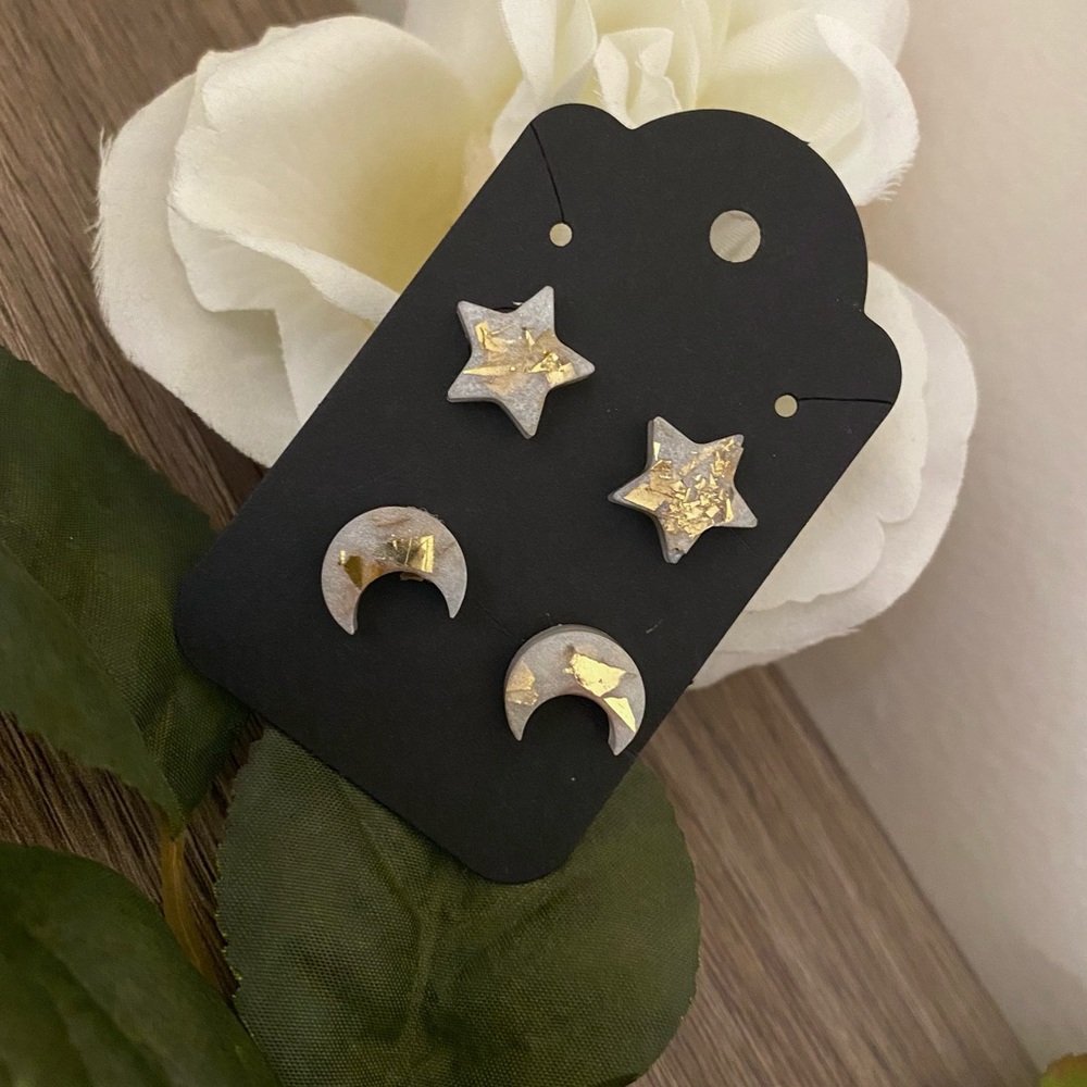 Star and Moon handmade earrings